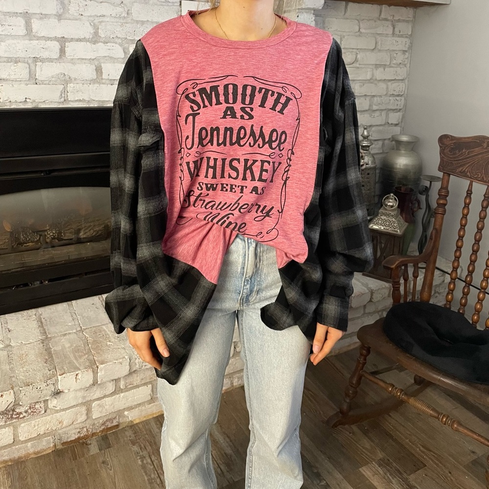Tennessee Whiskey Tshirt Upcycled, one of a kind unique clothing, sustainable